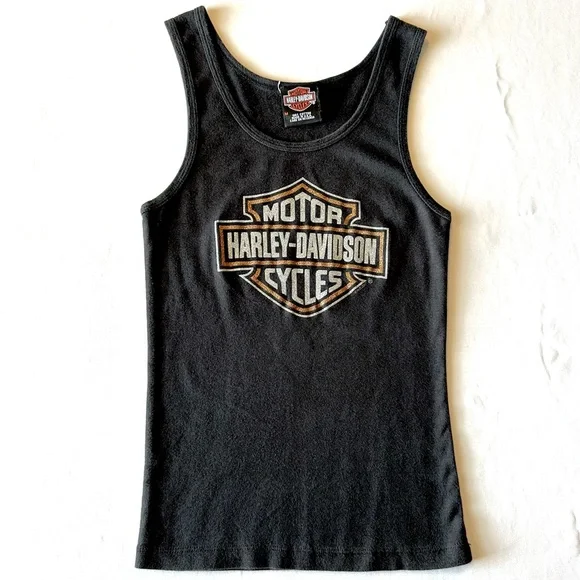 Harley Davidson Womens Tank Top Y2K Weiblers Davenport Iowa Glitter Logo Size M - Picture 4 of 16